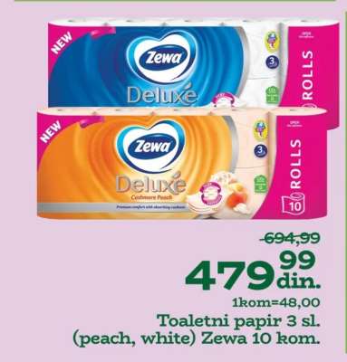 Toaletni papir 3 sl. (peach, white) Zewa 10 kom.
