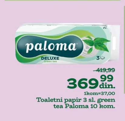 Toaletni papir 3 sl. green tea Paloma 10 kom.
