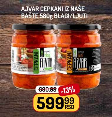 Ajvar Cepkani Iz Naše Bašte 580g Blagi/Ljuti