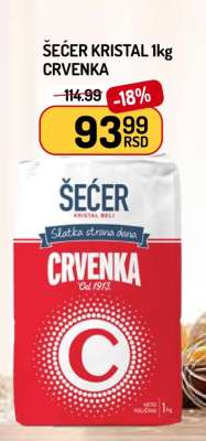 ŠEĆER KRISTAL 1kg CRVENKA