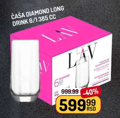 Čaša Diamond Long Drink 6/1 385 cc