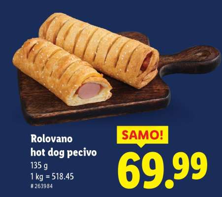 Rolovano hot dog pecivo