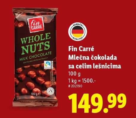 Fin Carré Whole Nuts Milk Chocolate