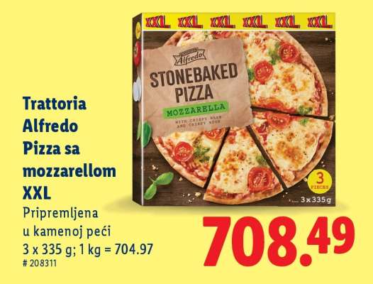 Trattoria Alfredo Pizza sa mozzarellom XXL