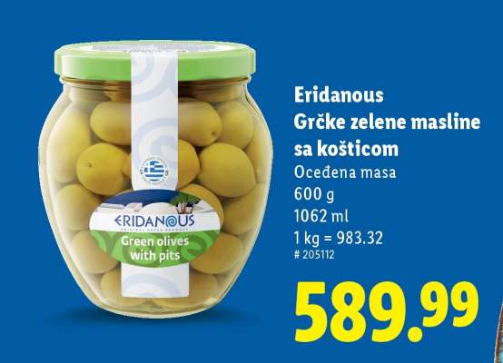 Eridanous Grčke zelene masline sa košticom