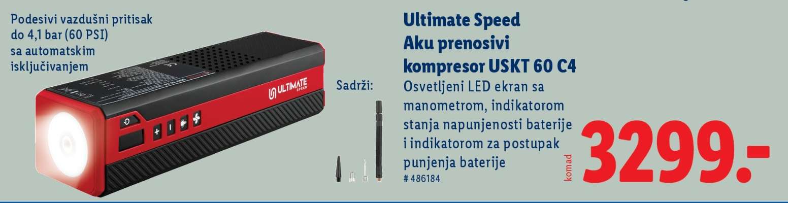 Ultimate Speed Aku prenosivi kompresor USKT 60 C4