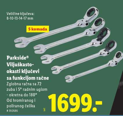 Parkside Viljuškasto-okasti ključevi sa funkcijom račne
