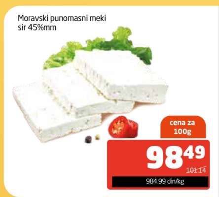 Moravski punomasni meki sir 45%mm