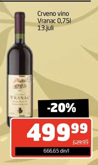 Crveno vino Vranac 0,75l 13.juli