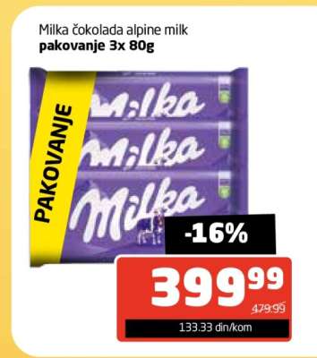 Milka čokolada alpine milk