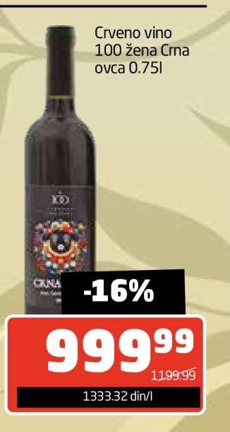 Crveno vino 100 žena Crna ovca 0.75l