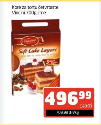 Kore za tortu četvrtaste Vincini 700g crne