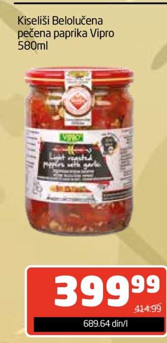 Kiseliši Belolučena pečena paprika Vipro 580ml