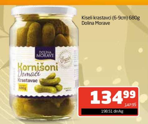 Kiseli krastavci (6-9cm) 680g Dolina Morave