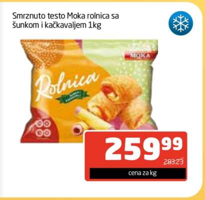 Smrznuto testo Moka rolnica sa šunkom i kačkavaljem 1kg