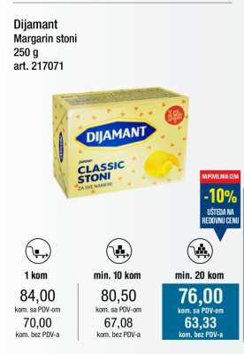 Dijamant Margarín stoni 250 g