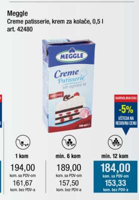 Meggle Creme patisserie, krem za kolače, 0,5 l