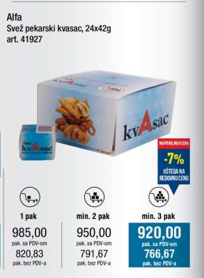 Alfa Svež pekarski kvasac, 24x42g