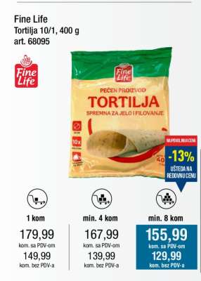 Fine Life Tortilja 10/1, 400 g