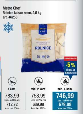 Metro Chef Rolnice kakao krem, 2,5 kg