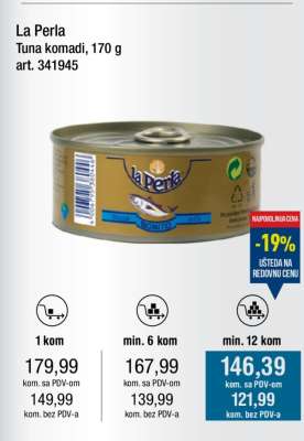 La Perla Tuna komadi, 170 g