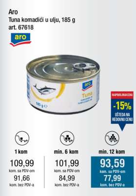 Aro Tuna komadići u ulju, 185 g