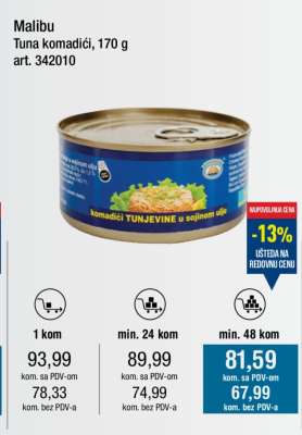 Malibu Tuna komadići, 170 g