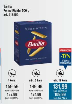 Barilla Penne Rigate, 500 g