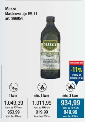 Mazza Maslinovo ulje EV, 1 l