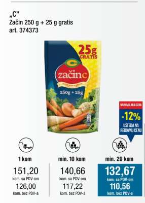 Začin 250 g + 25 g gratis