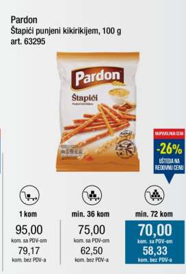 Pardon Štapići punjeni kikirikijem, 100 g