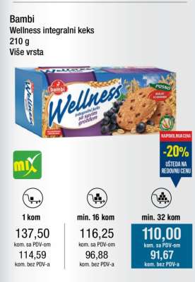 Bambi Wellness integralni keks