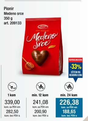Pionir Medeno srce 350 g