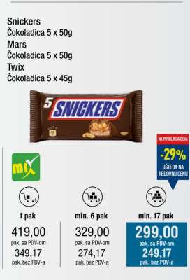 Snickers, Mars, Twix