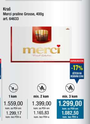 Kraš Merci praline Grosse, 400g