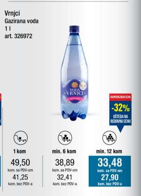 Vrnci Gazirana voda 1 l