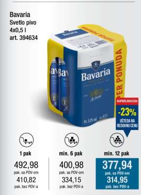 Bavaria Svetlo pivo 4x0,5 l
