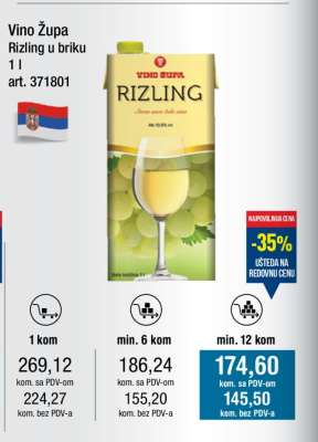 Vino Župa Rizling u briku 1 l