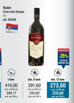 Rubin Crno vino Vranac 1 l