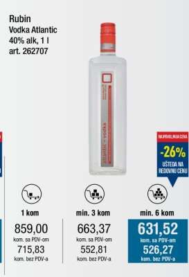 Rubin Vodka Atlantic 40% alk, 1 l