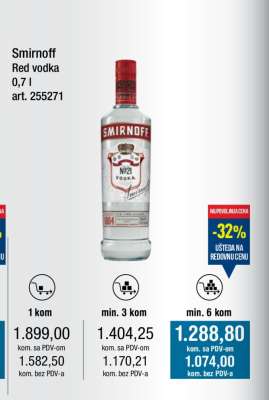 Smirnoff Red vodka 0,7 l