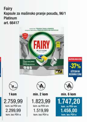 Fairy Kapsule za mašinsko pranje posuda, 96/1 Platinum