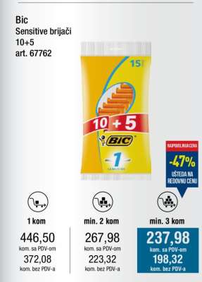 Bic Sensitive brijači 10+5