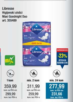 Libresse Higijenski ulošci Maxi Goodnight Duo