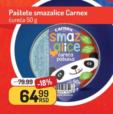 Paštete smazalice Carnex ćureća 50 g