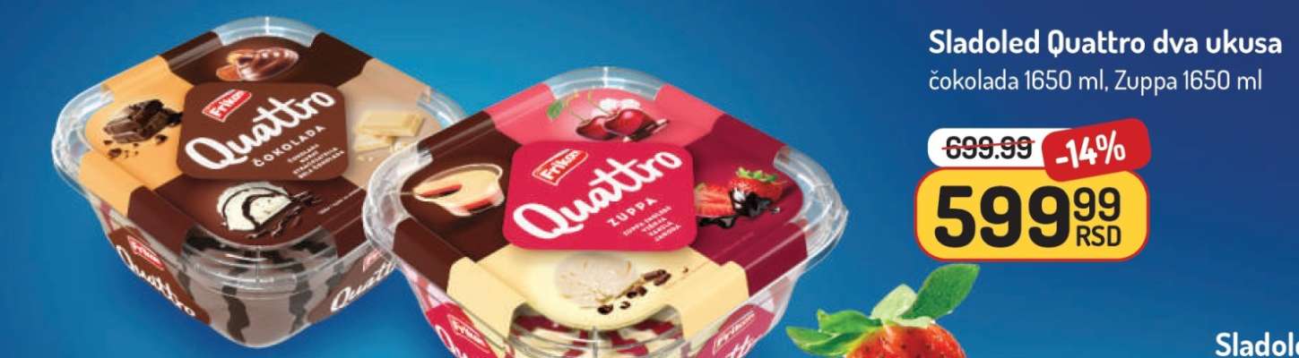 Sladoled Quattro dva ukusa