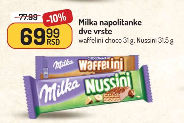 Milka napolitanke dve vrste