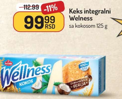Keks integralni Wellness sa kokosom 125 g