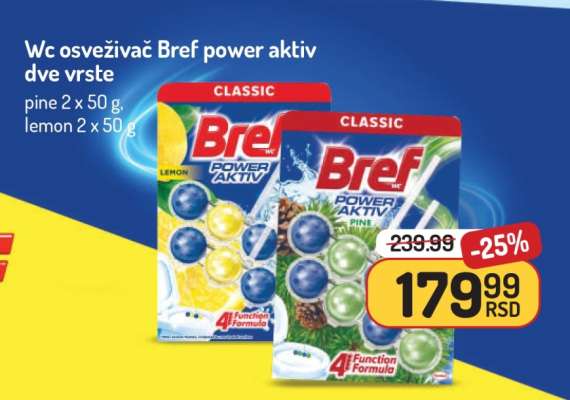 Wc osveživač Bref power aktiv dve vrste