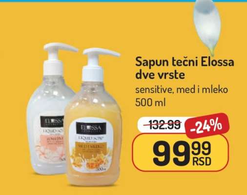 Sapun tečni Elossa dve vrste